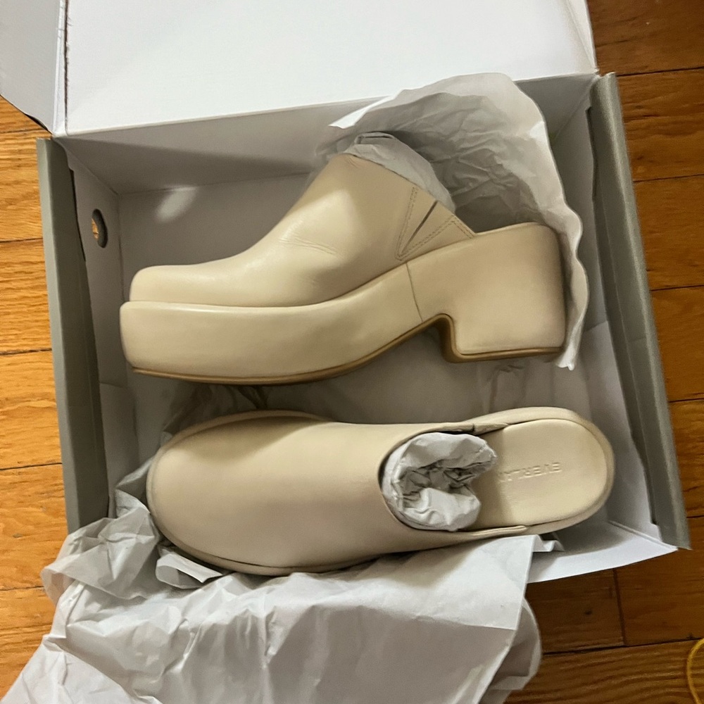 Everlane Cream Platform Mule Clogs